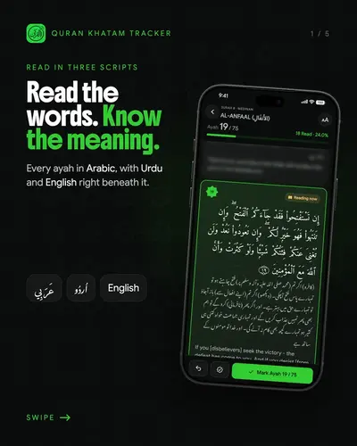 Three scripts, one ayah, slide 1 of 5